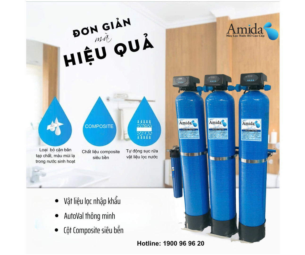 CỘT LỌC COMPOSITE VAN TỰ ĐỘNG AMIDA – GIẢI PHÁP NƯỚC SINH HOẠT CHUẨN SẠCH